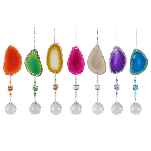 Sun Moon Wind Chime Crystal Light Catcher Pendant Hanging