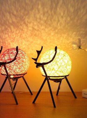 USB Moon Warm Night Light with Deer Stand Bedside Desktop