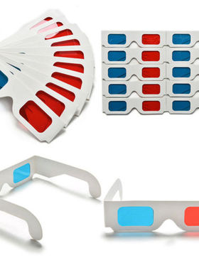 10pcs/Lot Universal Anaglyph Cardboard Paper Red & B