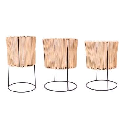 Hand Woven Flower Pot with Bracket Simple Handwove Living