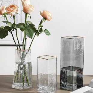 Glass Flower Vase Modern Hammered Crystal Flower Vase Table