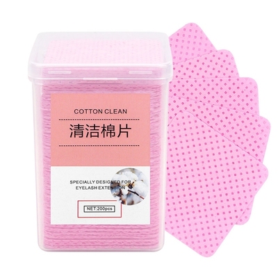 200Pcs Eyelash Glue Remover Cotton Wipes Cleaning Pads Lint