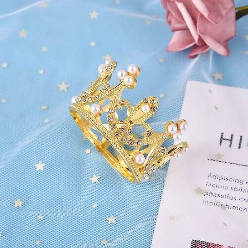 Mini Pearl Crown Cake Decor Luxury Glod Silver Wedding