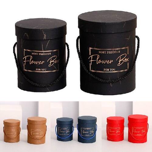 NEW Round Flower Paper Boxes Lid Hug Bucket Florist Gift