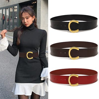 装饰宽腰带女时尚女士皮带定制真皮腰封牛皮皮带belts for women