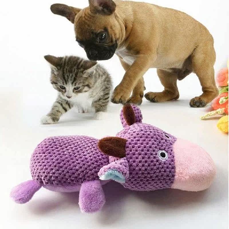 pet cow duck shape plush chew toy for dog with squeaker