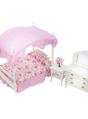 1:12 Dollhouse Miniature Bedroom Furniture Princess Canopy