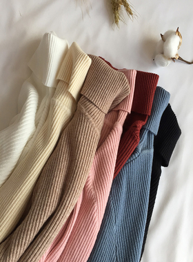 2022 Autumn Winter Thick Sweater Women Knitted Ribbed Pullov