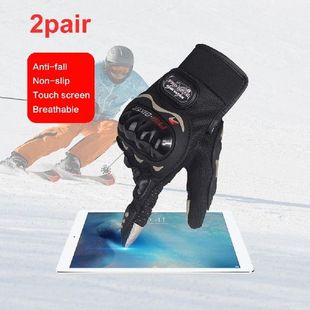 2pair Winter Gloves Snowboard PU Leather Non-slip Touch