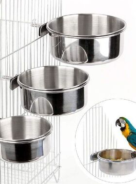 Bird Food Dish Stainless Steel Parrot Feeder Water Cage