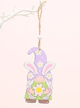 K1MF Hiasan Gantung Kurcaci Kayu Paskah Dekorasi Elf Irisan