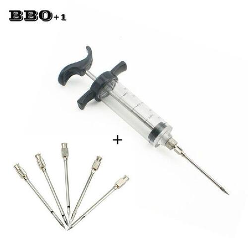 1pcs 30ML Marinade Injector 5pcs Stainless steel Marinade