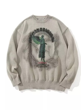 Street trend loose couple round neck pullover sweater Haraju