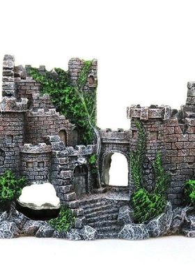 Simulate Retro Castle Pet Hiding Resin Decoration for