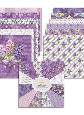 24 Buah Kertas Alas Latar Belakang Pola Bunga Ungu 6X6 Inci