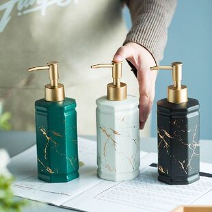 Hexagonal Marbling Hand sanitizer bottle ceramic dispenser
