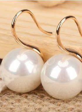 Exquisite Simple Big Clear Pearl Earrings Round White Simula