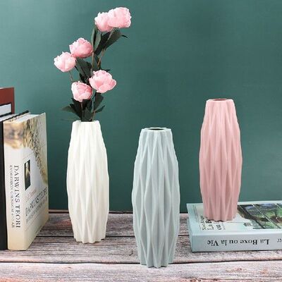 Flower Vase White Imitation Ceramic Flower Pot Decoration