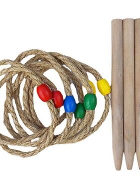 Ring Toss Game For Kids W/ 8 Rings 4 Wood Sticks Easy To
