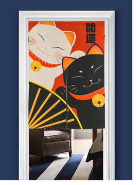 Taiwan Japan style Chinese lucky fortune cat cloth curtain