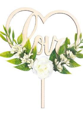 2pcs Cake Topper Wooden Flower Party Supplies Cupcake Picks