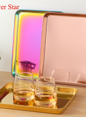 Gold tray Stainless steel serving trays decorative Metal