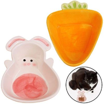 Cat Bowl Cute Carrot Rabbit Shape Ceramic Dog Food Water