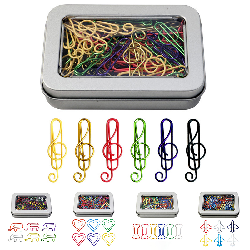 48/60pcs Creative Paper Clips Cute Music Note Elephant