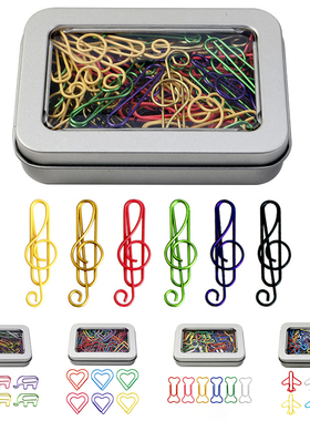 48/60pcs Creative Paper Clips Cute Music Note Elephant