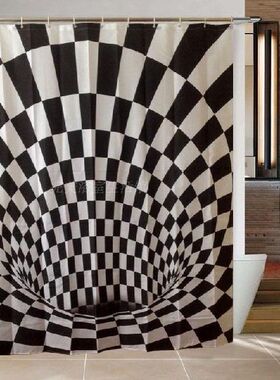 maze 3D plaid polyester  waterproof mildew shower curtain