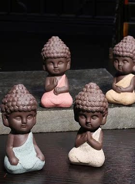 Mini India Yoga Mandala tea pet purple ceramic crafts Zakka