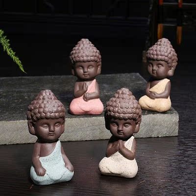 Mini India Yoga Mandala tea pet purple ceramic crafts Zakka