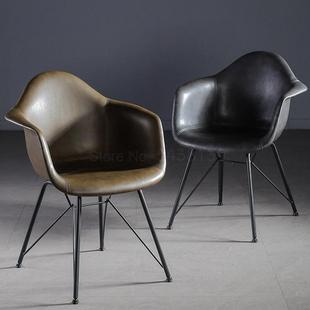 Saddle leather chair back single fashion armrest desk chair