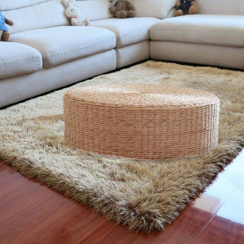 straw cattail floor cushion pouf pure handcrafted room