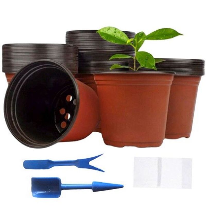 100 Pcs 6Inch Plastic Plants Pots Nursery Pots With Label