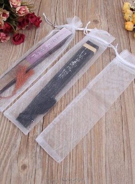 50 Pcs Putih Serut Organza Kipas Tangan Lipat Kantong Pesta