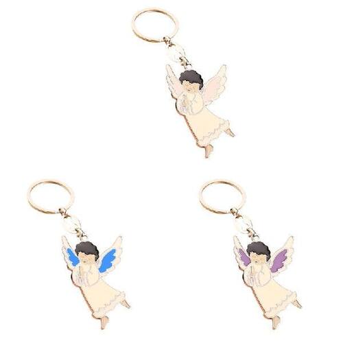 Enamel Angel Praying Keychain Charm Hanging Pendant Crafts
