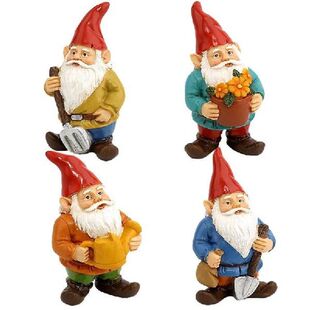 4-pcs Mini Fairy Gnomes Statue Mini Dwarf Fairy Gnome