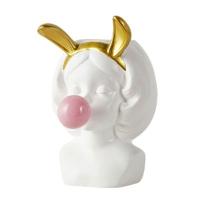 Bubble-Blowing Girl Flower Pot Head Planter Pot With