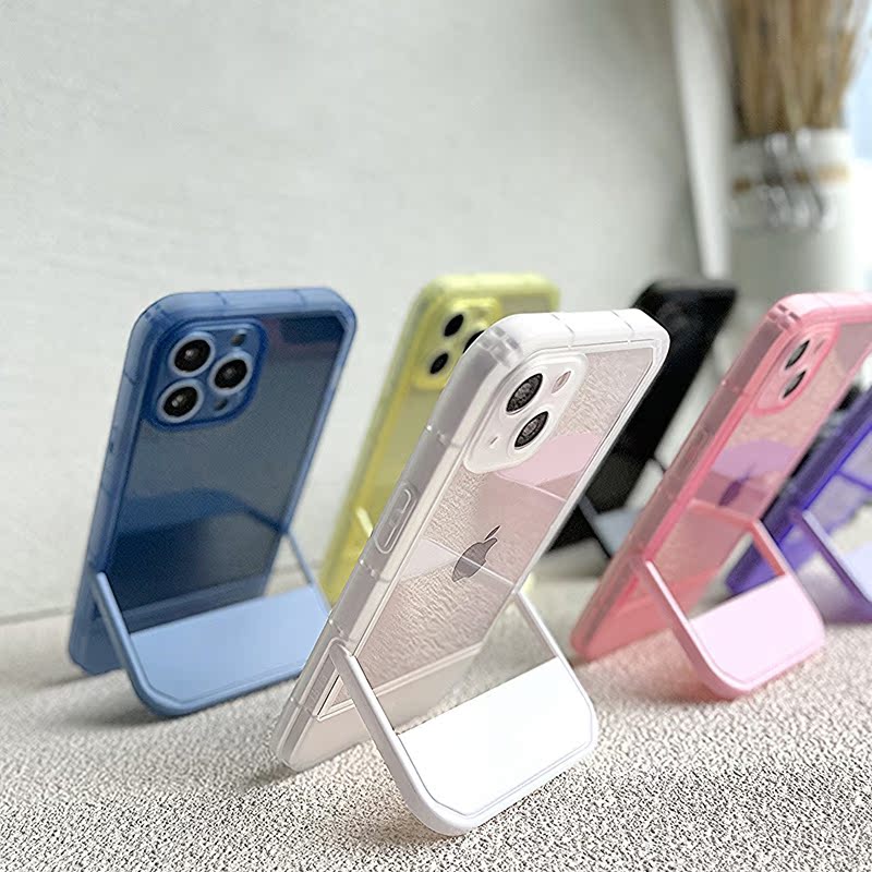 Luxury Holder Stand Bracket Transparent Silicone Phone Case