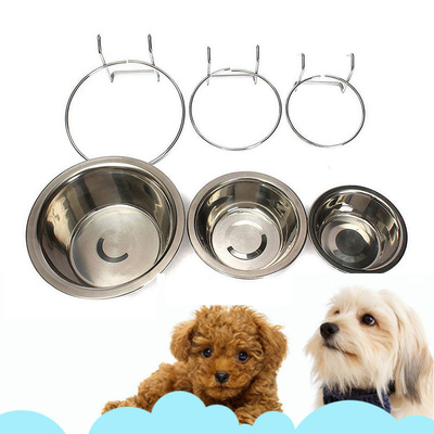 Stainless Steel Dog Cat Hanging Bowl Can Hang Stationary
