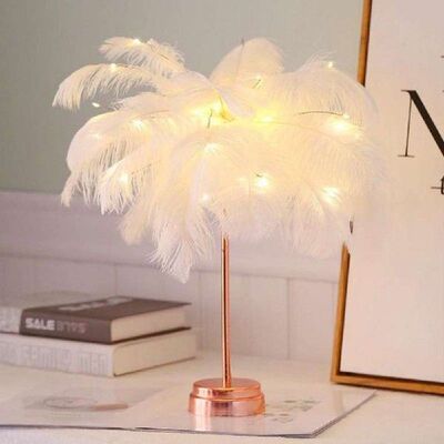 Feather Table Ins Girl Heart Bedside Light for Bedside