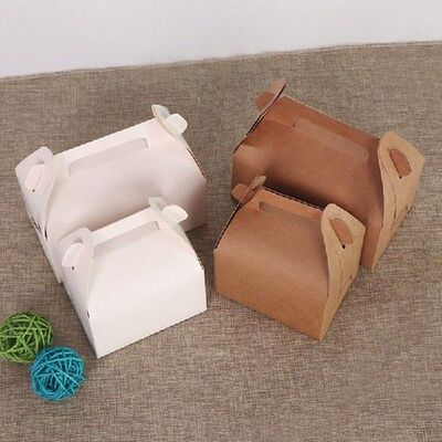 10pcs Cake Bread Fruit Food Kraft White Paper Box With