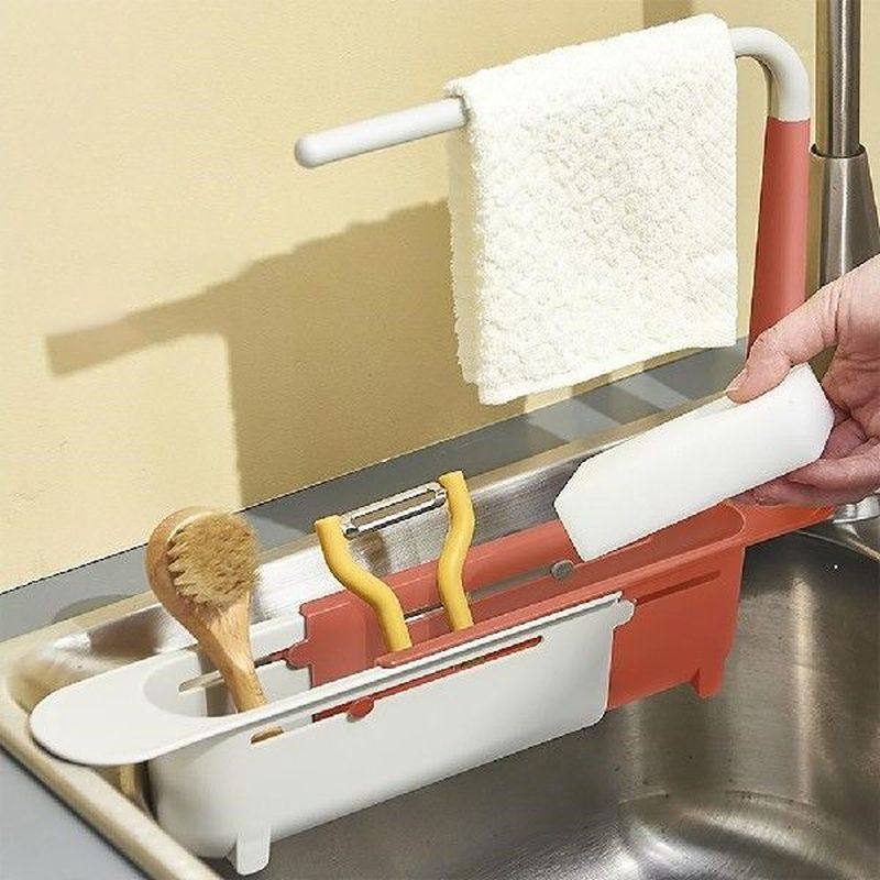 multifunction telescopic sink drain shelf soap sponge