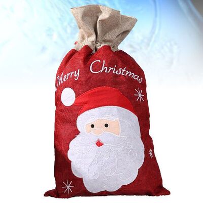 1pc Gift Bag Cartoon Christmas Linen Present for Party