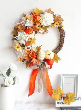 Pumpkin Maple Leaf Garland Hanging Simulation Hanging