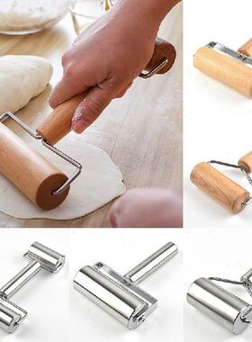 1Pc New Creative Manual Rolling Pin Wood Stainless Steel