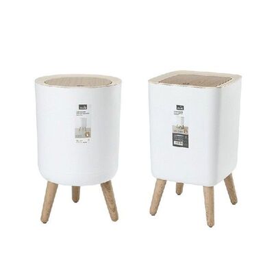 High Foot Trash Can with Lid Table Top Waste Container