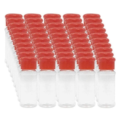 Set of 50 Empty Plastic Spice Bottles for Storing Barbecue