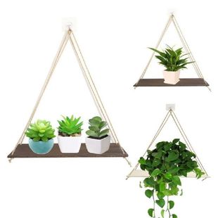 Wall Mounted Floating Shelves Wood Swing Hanging Rope Plant